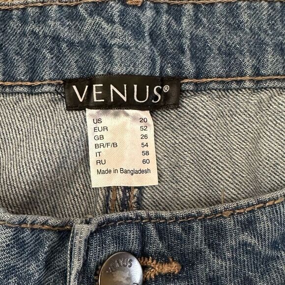 Venus Distressed Holes In Knees Wide Leg High Waisted Medium Light Wash Jeans - Picture 5 of 6